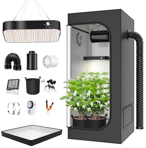 TOPRON Growzelt Komplettset Led Grow Tent Kit 200W LED Vollspektrum Grow Lampe Dimmbar, 80x80x180cm GrowZelt Kit Komplettes Hydroponics Grow Tent Complete Set (80x80x180cm)