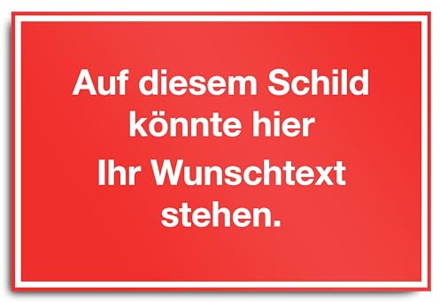 PrintPlanet® Schild mit eigenem Text personalisieren - Alu-Dibond 3 mm Weiß - Verschiedene Größen - Farbe Rot