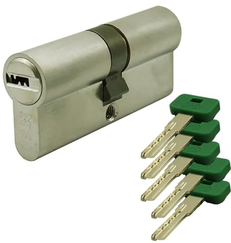 Verrou de porte européen haute sécurité corps en laiton chromé finition satinée avec 5 clés et carte propriétaire (35/35 (70 mm)