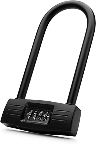 ESHINEDE Bike U-Lock Bicycles U Lock,Heavy Duty Bike Scooter Motorcycles Combination Lock Combo Gate Lock for Anti TheftBlack U-Lock