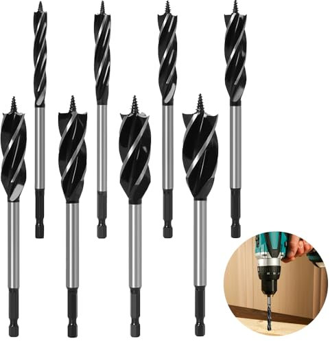 8 Stück Holzbohrer Erweitern, Afenau Achlangenbohrer Set, Schneckenbohrer, Schlangenbohrer Holz für Holzbearbeitung, Inkl 10mm, 16mm, 18mm, 20mm, 22mm, 25mm, 30mm, 35mm