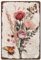 Hobbspring 1pc Vintage Metal Tin Sign 20x30cm Retro Iron Pink Flower Sign Rusty Look Botanical Garden Flower Tin Poster for Home Country Farmhouse Garden Kitchen Wall Decor