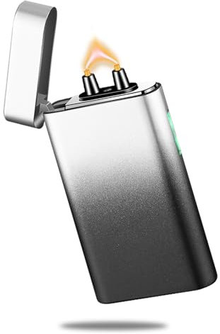 Elektrisch Lichtbogen Feuerzeug USB Aufladbar Plasma Elektro Winddicht Flamme Feuerzeuge USB C Wiederaufladbar Sturmfeuerzeug Elektrisch für Kerzen, Outdoor, Camping Küche (Schwarz und Weiß)