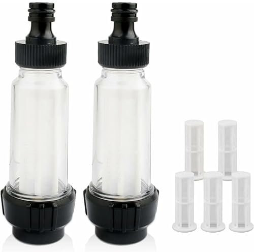 Filtre a Eau pour Karcher，3/4quot; Nettoyeur Filtre Tuyau Arrosage,2 filtres, 2 connecteurs, 5 Filet de Filtre, pour Tous Les Nettoyeurs Haute Pression, Arrosage de Jardin, Camping-Car