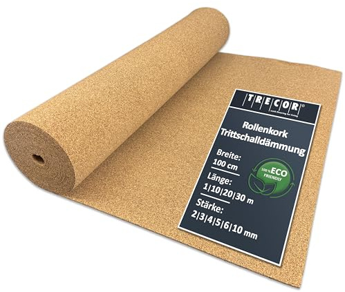 Base de corcho TRECOR aislante del ruido de impacto - 2 mm de espesor - Para suelos laminados y de parquet - Compra (5 m²)