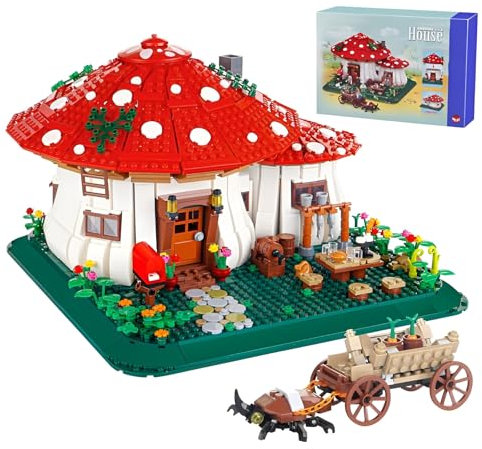 Pilz Haus Mini Bausteine Bausatz, 2233Teile Kreative Ideale Baumhaus Micro Klemmbausteine Kit, Magische Mädchen Konstruktion Heim Modell Spielzeug, Ideen Geschenk für Mädchen Kinder Erwachsene
