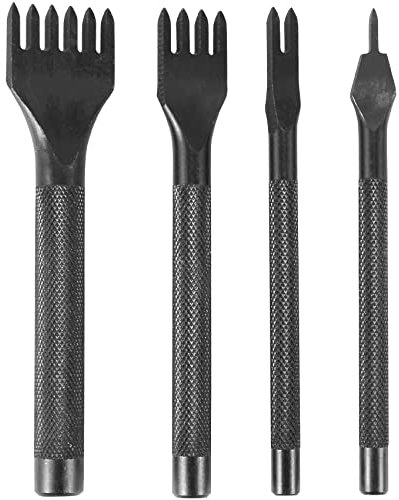 Surluoen DIY Diamond Lacing Stitching Chisel Set Leather Craft Kits, Leather Craft Tooth Punching Tool 4mm 1/2/4/6