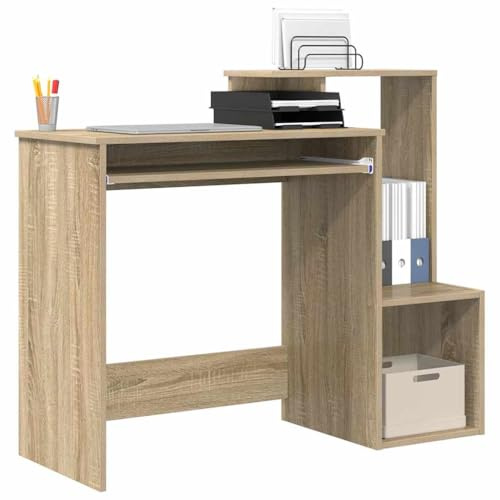 vidaXL Schreibtisch Sonoma-Eiche 106 x 41 x 88.5 cm Holzwerkstoff | Bietet Platz, um deine Sachen zu verstauen, Schlanker und minimalistischer Look,