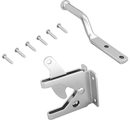 DIYEAH 2 Set Serratura Scorrevole per Chiusura Automatica Zincato Kit Completo per Facile Installazione e Sicurezza Aggiuntiva