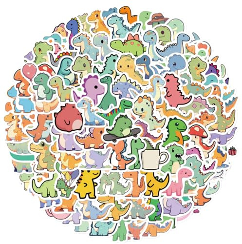 Dinosaur Stickers, Animal Stickers Waterproof Reusable PVC Stickers for Kids, Creative Educational Stickers for Laptop Car Scrapbook Phone Skateboard Computer Wall Window (100PCS)