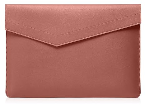 HinZann 15-16 Pouces Housse pour MacBook Air 15 / Pro 16 - Rose | Pour MacBook 15/16 Pouces M5 M4 M3 M2 2026, PU Cuir, Pochette Sacoche Ordinateur Portable pour HP Dell Acer Lenovo ASUS