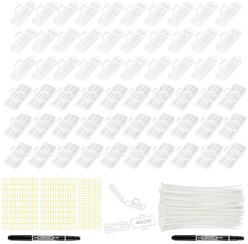 100 Stück Kabelbeschriftung Erkennungsbox Set: Transparent Kabeletiketten mit 200 Kabelbindern, Wiederverwendbare, Wasserdichte Kabeletiketten für Kabelkennzeichnung und Sortierung