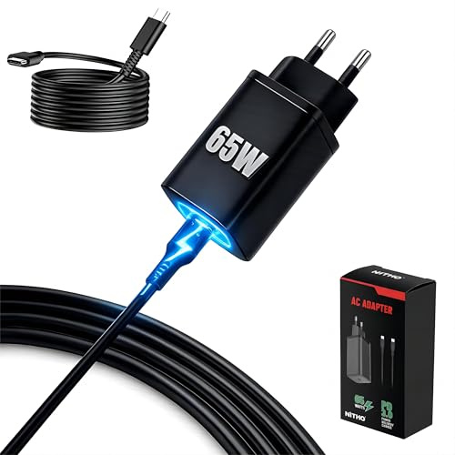 NITHO 65W USB-C Netzteil mit 1,5 m Ladekabel für Switch 2, PD 3.0 Schnellladegerät AC Adapter Kompatibel mit Switch 2 Dock TV-Modus, Ladegerät für Konsole, Laptop und Smartphone