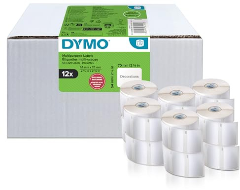 DYMO Original LabelWriter Mehrzwecketiketten | 54 mm x 70 mm | 12 Rollen mit je 320 leicht ablösbaren Etiketten (3.840 Stück) | für LabelWriter Etikettendrucker und Beschriftungsgerät