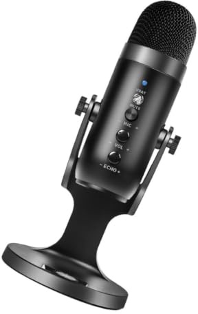 MAJORMENCH USB Computer Microphone for Live Streaming and Recording with Abs Material, Black Desktop Mic Compatible with Mobile Phones and Laptops, for Video Chats and Conference Calls