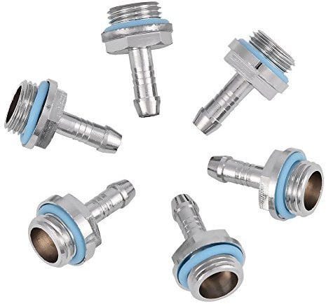VBESTLIFE PC Wasserkühlung Zwei-Touch Fitting G1 / 4 Gewinde Barb Stecker für Rohr,6 PCS (6mm)