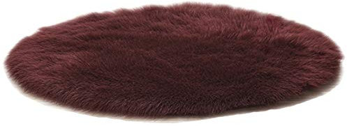 HotYou Hochflor Shaggy Rund Teppich Carpet Wohnzimmer Faux Lammfell Schaffell Teppich,Weinrot,Durchmesser 50CM