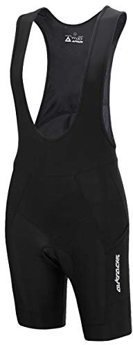 Airtracks Herren Fahrradhose Kurz Trägerhose Radhose mit Trägern Pro BIB Kurze Radlerhose 3D Coolmax Gepolstert Atmungsaktiv Reflektoren S M L XL XXL 3XL 4XL - Schwarz XL