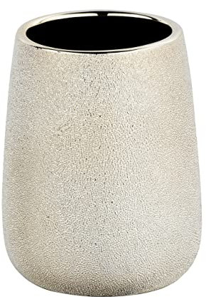 WENKO Zahnputzbecher Glimma Champagner-Gold Keramik - Zahnbürstenhalter für Zahnbürste und Zahnpasta, Keramik, 8.5 x 10.5 x 8.5 cm, Gold