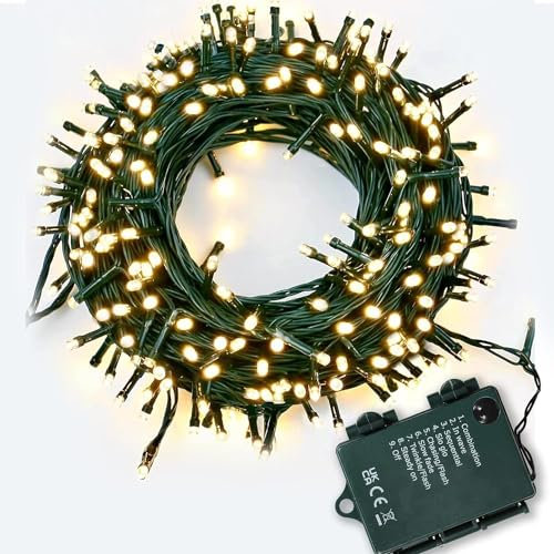 SHATCHI 50 Warm White LEDs Battery Operated Fairy Lights Waterproof Indoor/Outdoor 8 Changing Modes Timer Christmas Wedding Party Birthday Decorations