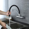 HOMELODY Wasserhahn Küche Wandmontage Schwarz,180° drehbar Silikon in Lebensmittelqualität Wand Küchenarmatur Wandarmatur Flexibel Ausziehbarer, Spültischarmatur für Küche Messing(Gesamthöhe 342 mm)