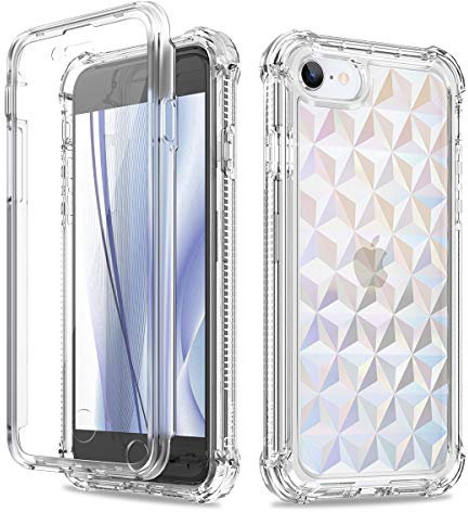 Dexnor Compatible with iPhone SE 2020(2022) case/iPhone 8/7 Case 4.7 Inch 360 Degree Full Body Clear Shockproof Bumper Dustproof Protective Cover with Built-in Screen Protector - Diamond Clear