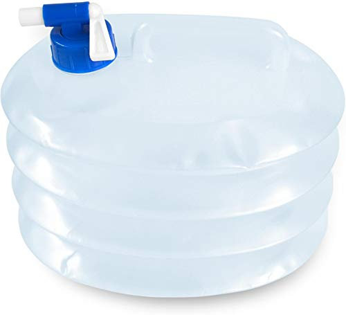 normani Faltbarer Trink-Wasserkanister Falteimer Wasserbehälter mit Hahn für Camping, Outdoor oder Notvorrat 5-25 Liter Farbe 5 Liter -R Größe Transparent