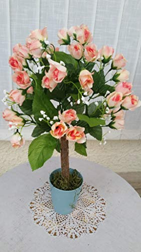 Rosen Kugelbäumchen künstlich apricot