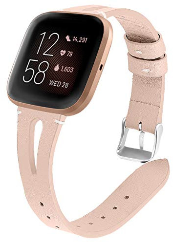 AISPORTS Kompatibel mit Fitbit Versa 2 Armband Leder für Frauen, Weiches Sport Atmungsaktiv Lederarmband Ersatzband mit Metall Schnalle Ersatz Armband für Fitbit Versa 2/Fitbit Versa/Fitbit Versa Lite