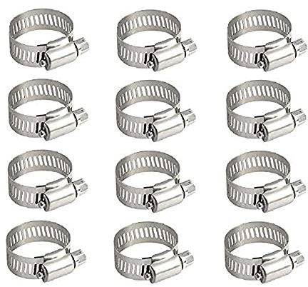 Hose Clips,12Pcs Hose Clamp Adjustable Pipe Clamps, 10-16mm Stainless Steel Hose Clips Set,Worm Drive Pipes Fuel Line Clips for Various Pipes Automotive Mechanical.