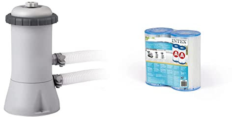 Intex Pompa Filtro per Piscina Easy-Frame, Grigio, 1.7 m3ora & 29002 Cartuccia Filtro, Grigio, 21.59 x 20.32 x 10.8 cm