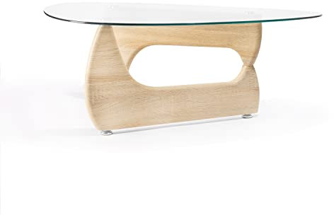 duehome | Leyna, Mesa de Centro, Mesa Auxiliar, Acabado en Cristal Templado, Medidas: 110 cm (Largo) x 70 cm (Ancho) x 40 cm (Alto)