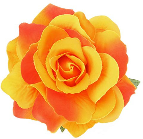 Minkissy 1 pince à cheveux en forme de rose - Broche en forme de rose - Danseuse de flamenco - Broche pour fête de mariage (orange)