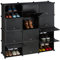 Relaxdays Schuhschrank, Steckschrank mit Türen, HBT: 125 x 125 x 31,5 cm, 24 Fächer, Regalsystem aus Kunststoff, schwarz