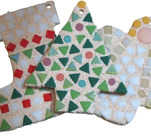 Crafty You Crafty Me - 6 Christmas Decorations Mosaic Craft Kit Party Pack, Ideal Family Craft Activity Gift (Angels, Christmas Trees, Stockings) Made in UK