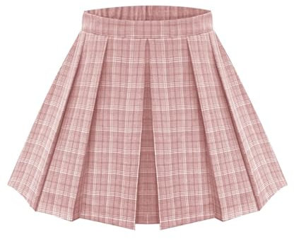 RITERA Übergröße Basic Vielseitiger Dehnbarer elastischer Bund Ausgestellter Casual Mini Skater Rock Faltenrock für Frauen XL-5XL, A02-a261 rosa Plaid, 4X-Groß