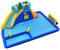 RELAX4LIFE Castello Gonfiabile, 526x373x205CM, con Piscina con 2 Cannoni ad Acqua, Scivolo, Parete da Arrampicata, Porta da Calcio, Canestro, Pallacanestro e Calcio (Senza soffiatore)
