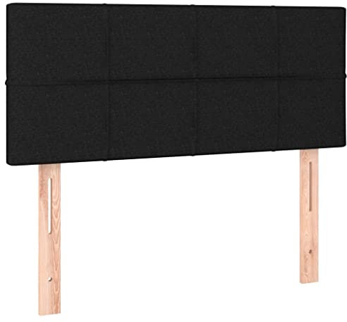 vidaXL Kopfteil, Bettkopfteil mit Holzbeinen, Höhenverstellbar Polsterkopfteil für Bett, Betthaupt Bettzubehör Schlafzimmer, Schwarz 90x5x78/88cm Stoff