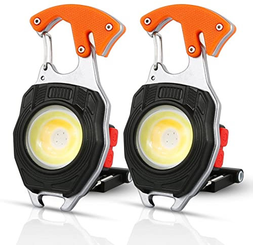 ZWOOS 2 mini linterna LED, lámpara de trabajo portátil 800 lúmenes, linterna de encendido LED, 7 modos, recargable e impermeable, dispositivo de iluminación para uso en campo