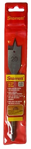 Starrett Flat Wood Drill Bit - 20X152MM KFWD20A High Speed Steel HSS 1/4 Inch Hex Shank Spade Drill Bit - Woodworking Hole Cutter Tool