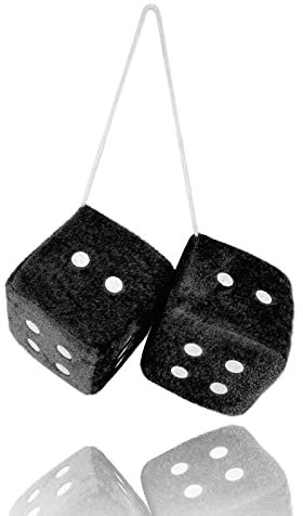 Plüsch-Würfel für Auto-Innenspiegel, 7,6 cm, Schwarz, 1 Paar