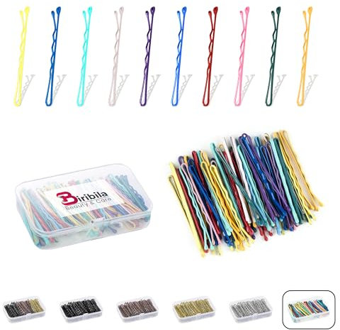 Biribila Bobby Pins 5 cm - 150 Stk Haarnadeln klein - Haarklemmen Damen mit abgerundeten Kanten in einer Aufbewahrungsbox – Hochsteckfrisuren Zubehör Haarnadel, Perfekt zum Stylen - Bunt