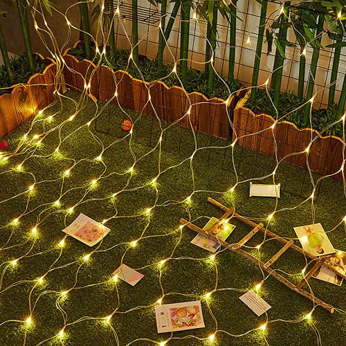 Sonnewelt 3x2m 200 LED Lichternetz Außen Lichterkette Netz Outdoor Lichterkette Netzlicht Weihnachtslichter Außenlichterkette Dekorative Lichterketten LED Lichternetz Outdoor, Warmweiß