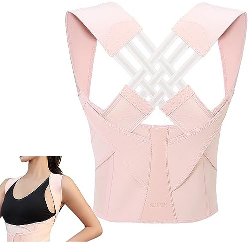 Haltungskorrektur für Frauen, verstellbare Rückenstütze, atmungsaktive Rückenstütze zur Haltungskorrektur, Linderung von Schulter- und Wirbelsäulenschmerzen, Unisex,M,Pink