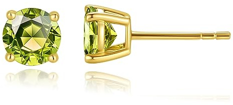 FANCIME Solide 14 Karat 585 Gelb Gold Klein Ohrstecker Ohrringe mit Echt Natürlich/Synthetische Edelsteine Schmuck für Damen Mädchen Mama, Durchmesser: 6 mm