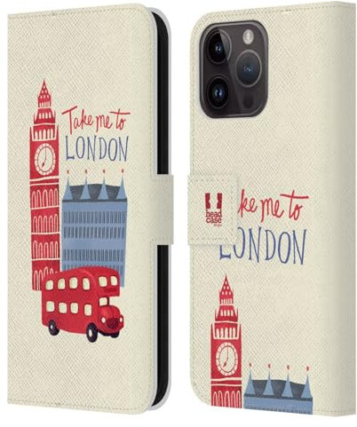 Head Case Designs Reise Das Beste Von London Leder Brieftaschen Handyhülle Hülle Huelle kompatibel mit Apple iPhone 15 Pro Max