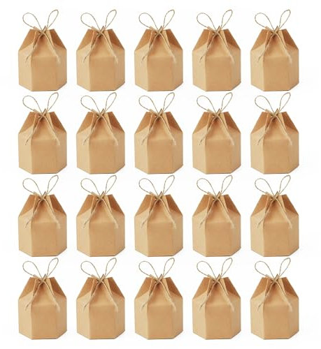 Hayaww 20 Pezzi Scatola Di Carta Kraft Marrone Scatolina Cartone Scatoline Bomboniere Scatola Per Regalo Marrone Può Essere Utilizzato Per Matrimoni,Anniversari,Feste,Confezioni Di Caramelle,Snack