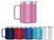 Mi Ko Mi Ka Taza Termo Café y Te para Llevar 400ml - Taza Térmica de Acero Inoxidable con Asa y Tapa (Rosa)