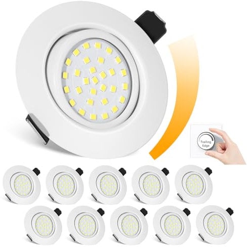 Lichtlord Dimmbare LED Einbaustrahler 10er Set,25mm Ultradünn Flach Spot,Einbauleuchte 5W Ersatz 70W Halogenlampe 600LM IP44 Deckenleuchte für Bad Wohnzimmer Küche Büro (Weiß, 6000K)