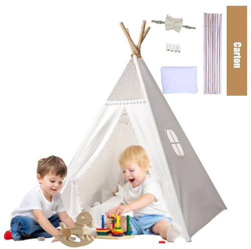 Lifemaison Tipi Zelt Kinder,Spielzelt Tippi Kinderzelt Kinderzimmer Teepee Indianerzelt Outdoor Indoor,Kindertipi Spielzelt polyester 160cm,Waschbar Spielhaus für Kinderzimmer Dekor,Wigwam Teepee Zelt